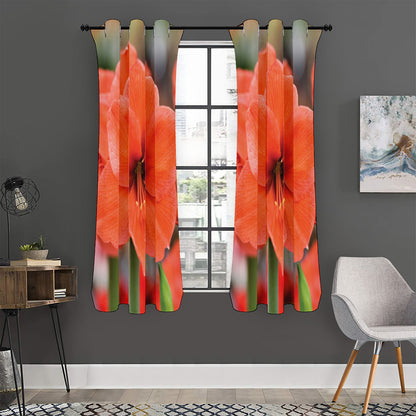 Orange Amaryllis Print Curtain