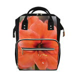 Orange Amaryllis Print Diaper Bag