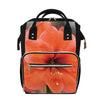 Orange Amaryllis Print Diaper Bag