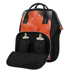 Orange Amaryllis Print Diaper Bag