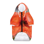 Orange Amaryllis Print Dog Zip Up Hoodie