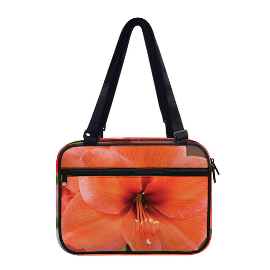 Orange Amaryllis Print Double Strap Bible Bag
