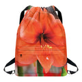 Orange Amaryllis Print Drawstring Backpack