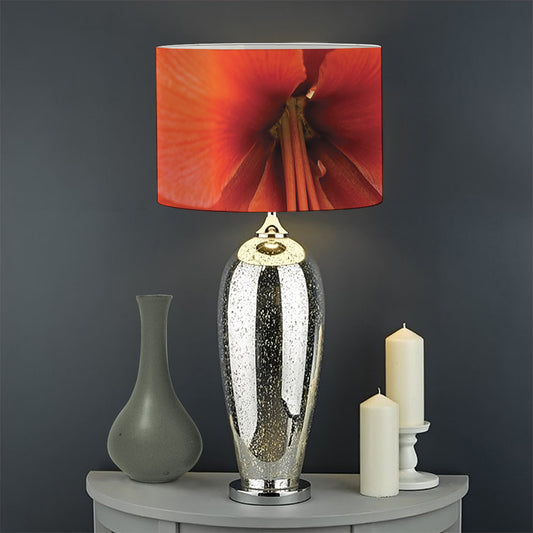 Orange Amaryllis Print Drum Lamp Shade