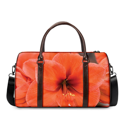 Orange Amaryllis Print Duffle Bag
