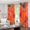 Orange Amaryllis Print Extra Wide Grommet Curtains