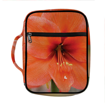 Orange Amaryllis Print Front Pocket Bible Bag