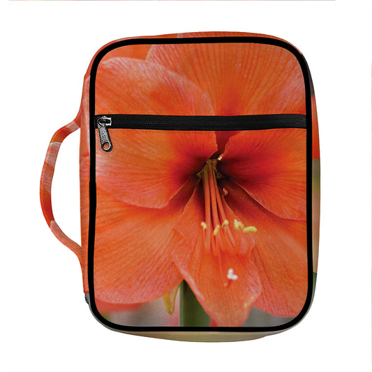 Orange Amaryllis Print Front Pocket Bible Bag