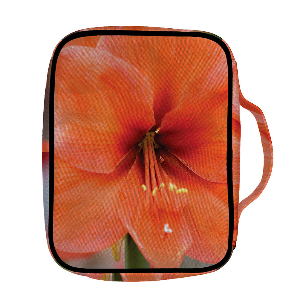 Orange Amaryllis Print Front Pocket Bible Bag