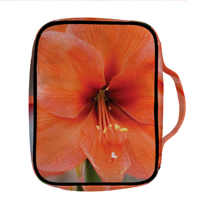 Orange Amaryllis Print Front Pocket Bible Bag