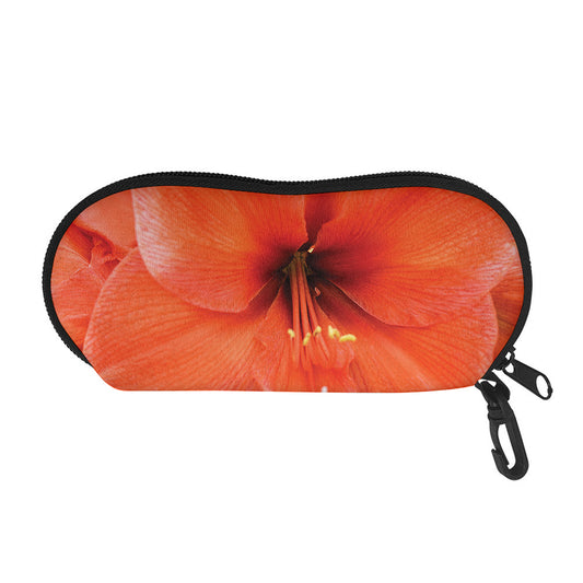 Orange Amaryllis Print Glasses Case
