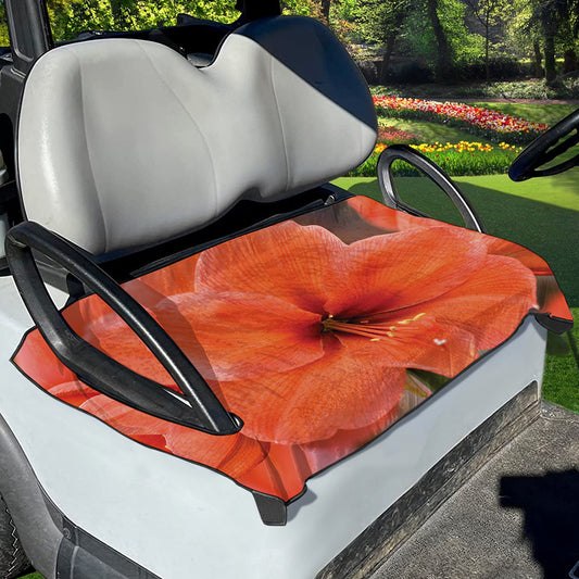 Orange Amaryllis Print Golf Cart Seat Cover