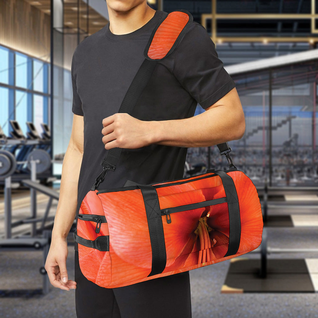 Orange Amaryllis Print Gym Bag