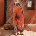 Orange Amaryllis Print Harem Pants