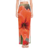 Orange Amaryllis Print High Slit Maxi Skirt