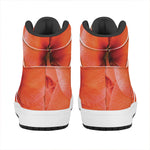 Orange Amaryllis Print High Top Leather Sneakers