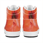 Orange Amaryllis Print High Top Leather Sneakers