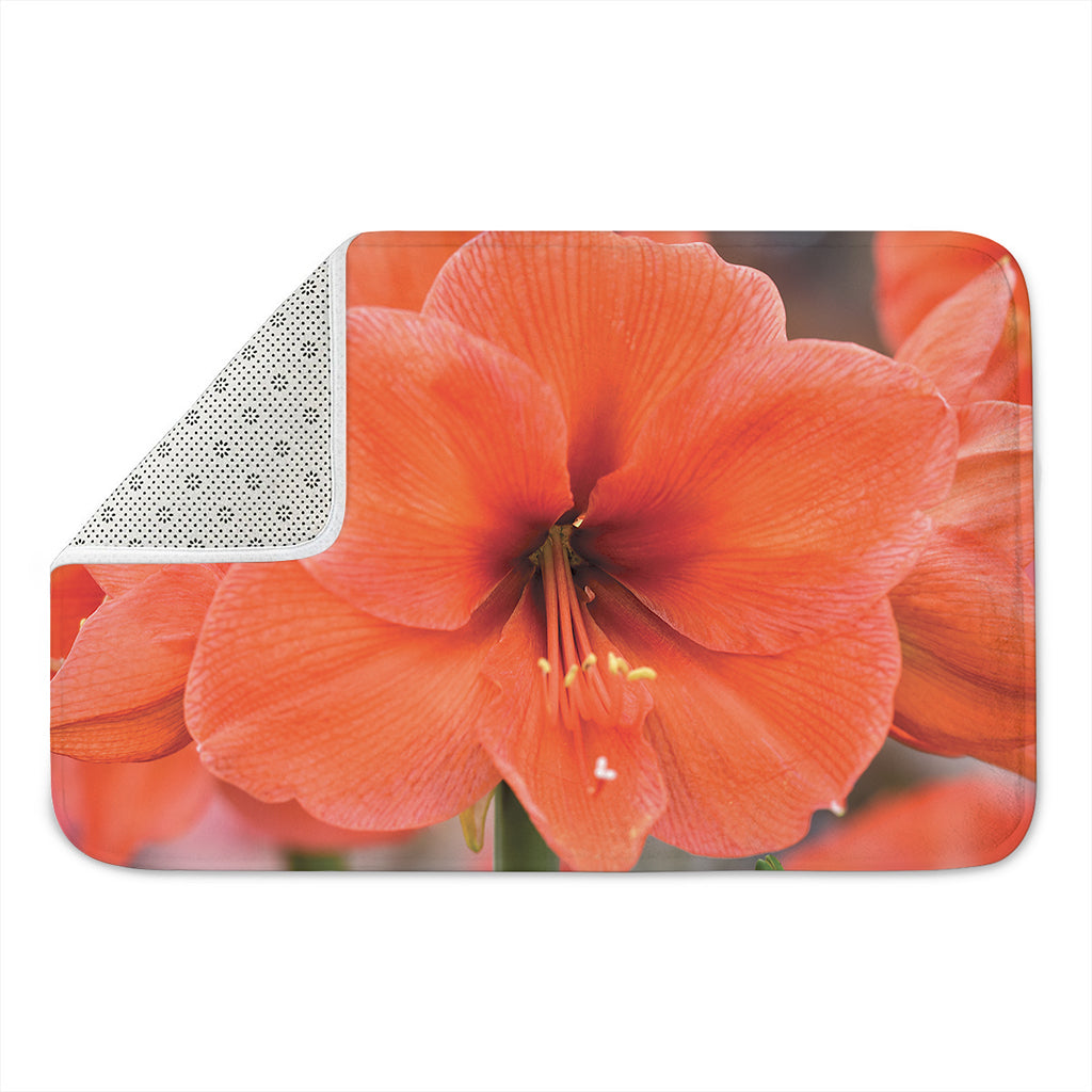 Orange Amaryllis Print Indoor Door Mat