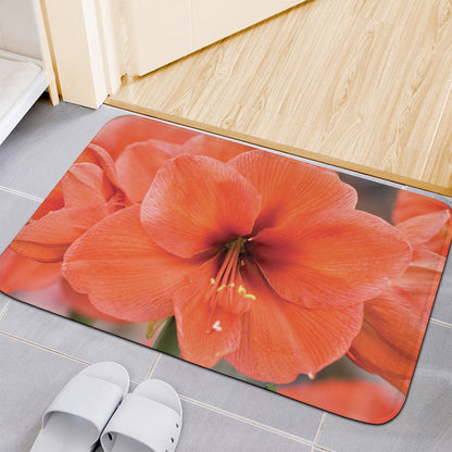 Orange Amaryllis Print Indoor Door Mat