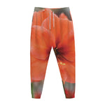 Orange Amaryllis Print Jogger Pants