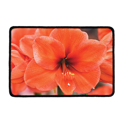 Orange Amaryllis Print Kitchen Mat