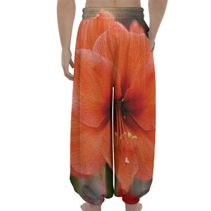 Orange Amaryllis Print Lantern Pants