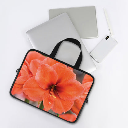 Orange Amaryllis Print Laptop Sleeve With Handle
