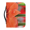 Orange Amaryllis Print Leather Bible Cover