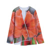 Orange Amaryllis Print Long Sleeve Short Coat