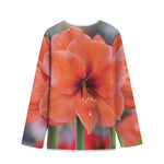 Orange Amaryllis Print Long Sleeve Short Coat