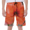 Orange Amaryllis Print Men's Beach Shorts