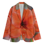 Orange Amaryllis Print Men's Blazer