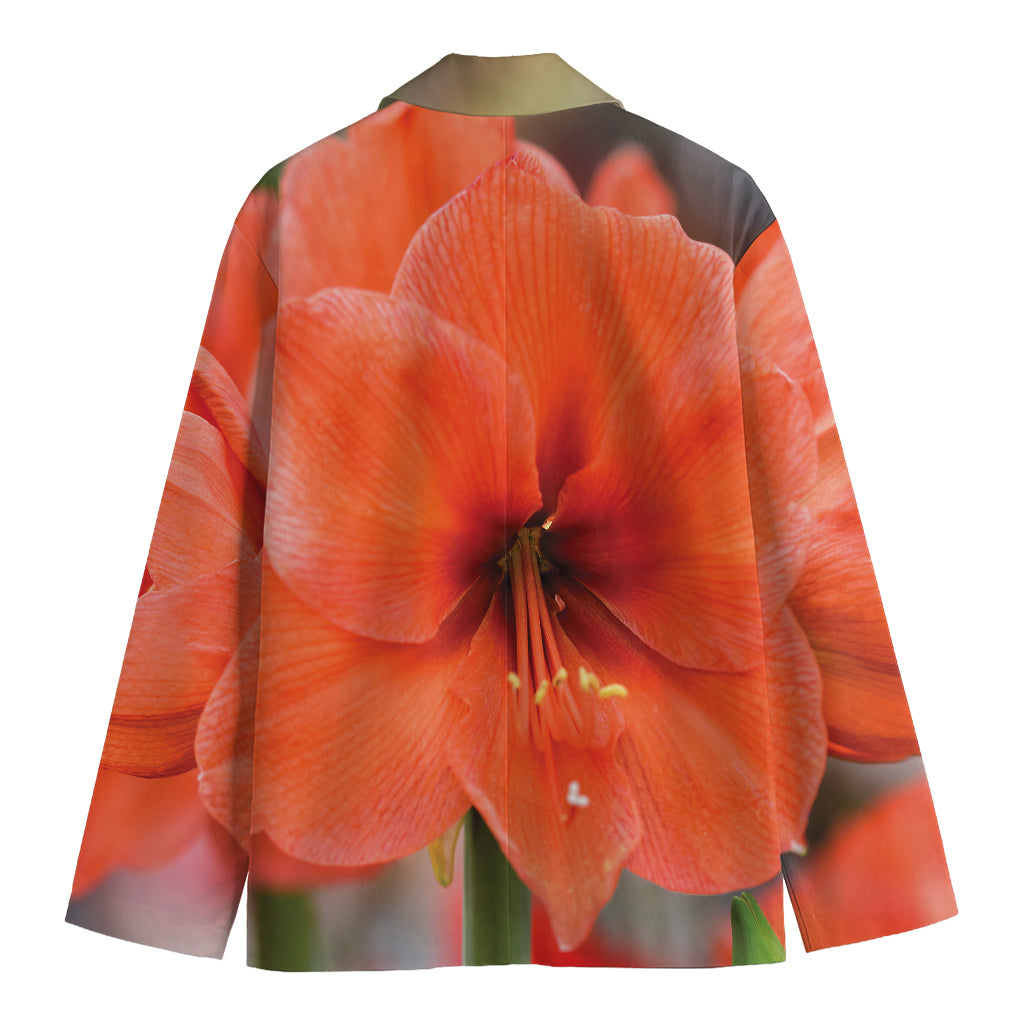 Orange Amaryllis Print Men's Blazer