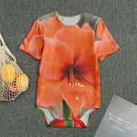 Orange Amaryllis Print Men's Bodysuit