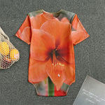 Orange Amaryllis Print Men's Bodysuit