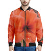 Orange Amaryllis Print Men's Bomber Jacket