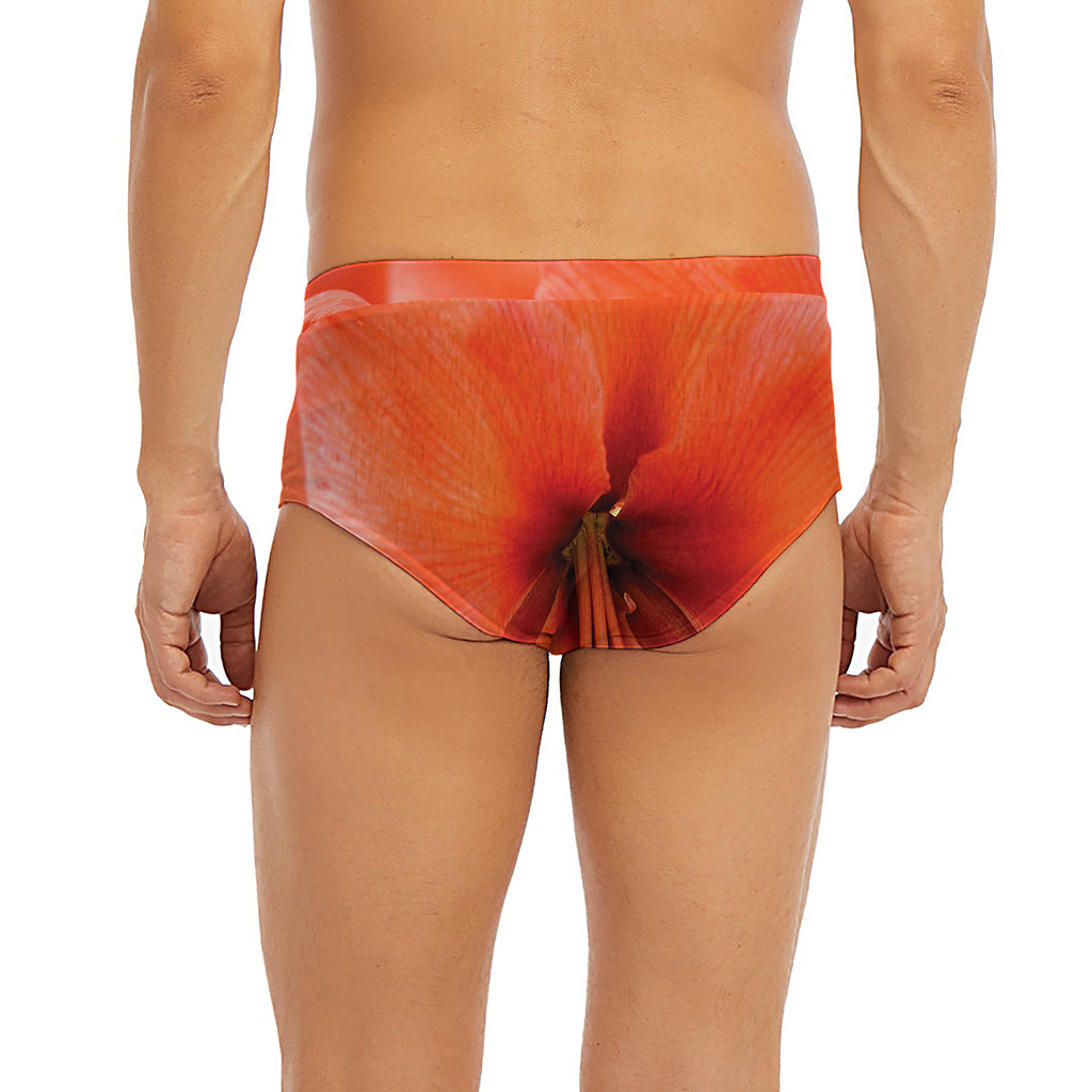 Orange Amaryllis Print Men's Briefs
