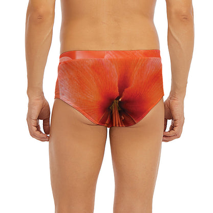 Orange Amaryllis Print Men's Briefs