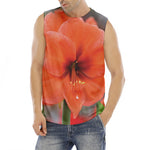 Orange Amaryllis Print Men's Fitness Tank Top