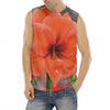 Orange Amaryllis Print Men's Fitness Tank Top