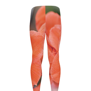 Orange Amaryllis Print Men's leggings