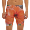 Orange Amaryllis Print Men's Long Boxer Briefs