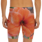 Orange Amaryllis Print Men's Long Boxer Briefs