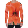 Orange Amaryllis Print Men's Long Sleeve T-Shirt