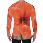 Orange Amaryllis Print Men's Long Sleeve T-Shirt