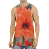 Orange Amaryllis Print Men's Muscle Tank Top