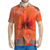 Orange Amaryllis Print Men's Polo Shirt