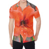 Orange Amaryllis Print Men's Shirt