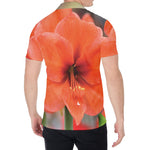 Orange Amaryllis Print Men's Shirt