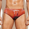 Orange Amaryllis Print Men's Swim Briefs